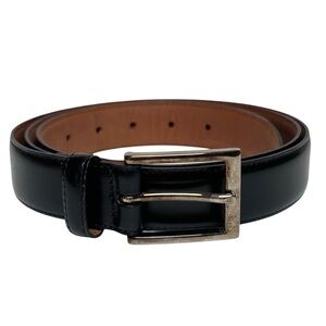 Brooks Brothers Black Leather Dress Belt 42” Italy Smooth Gold Buckle